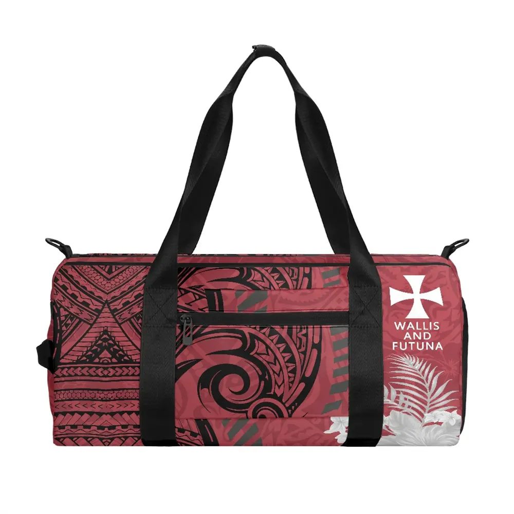 पोलीनेशिया होर्न द्वीप लोगो में प्रिंटिंग जिम बैग को डिचेबल एडचस्टेबल कंधे का स्ट्रैप और दोहरी हैंडल ऑक्सबॉर्ड कपड़े बैग