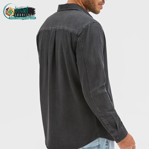 Chemise en jean élégante pour homme, manches longues, respirante, légère, en coton, boutonnée, décontractée, confortable, vêtement de travail tendance - Product Image 2