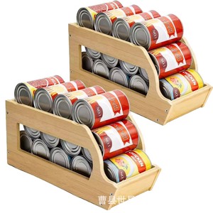 Estante de madera para almacenar alimentos enlatados, organizador apilable de 3 niveles para uso en la despensa de la cocina - Product Image 1