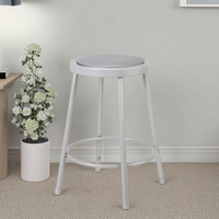 Tabouret réglable en hauteur avec pieds en métal et assise en bois gris/noir, 25"-33", idéal pour les écoles, les cafés et les snack-bars