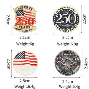 Emblema de Esmalte Souvenir do 250º Aniversário do Dia Nacional dos EUA 2026, Pins de Lapela com Bandeira Americana para Boné, Chapéu e Roupa - Product Image 6