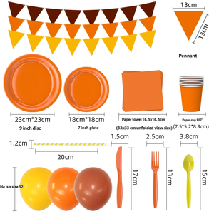 Ensemble d'assiettes et de serviettes en papier biodégradables et compostables pour Thanksgiving, vaisselle jetable pour fête sur le thème de la récolte d'automne - Product Image 3