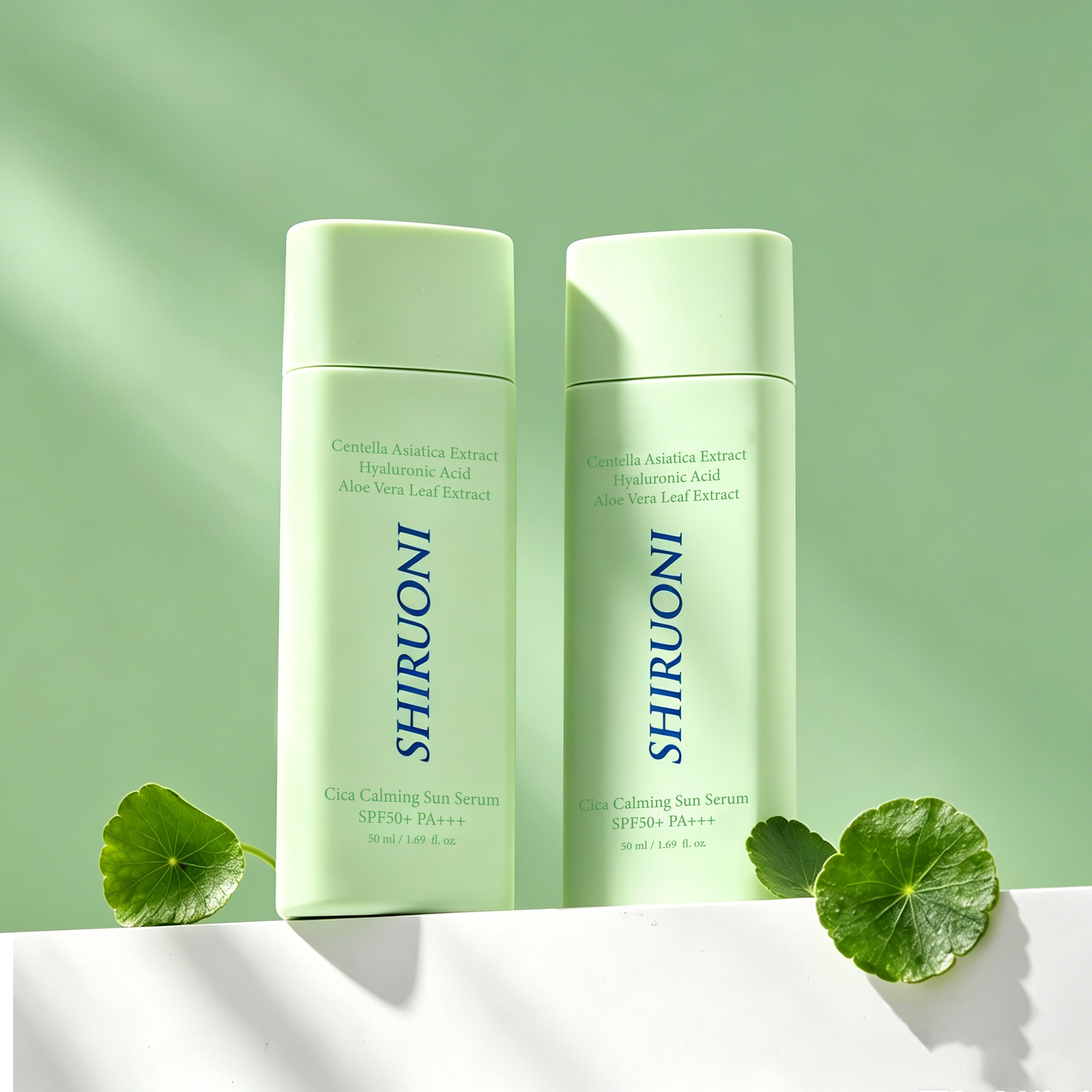 Private Label Natural Vegan SPF50+ PA+++ Centella Aloe Calming Toned Sun Serum Radiant Skin Tone-up Tinted Sunscreen Wholesale