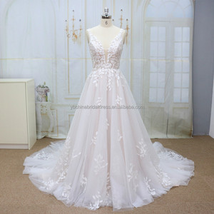 Très populaire robe de mariée A-ligne avec feuille <span class=keywords><strong>dentelle</strong></span> sans manches <span class=keywords><strong>haut</strong></span> fournisseur de robe de mariée - Product Image 1