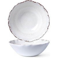Ensemble de vaisselle en mélamine jetable durable et écologique personnalisable plat de bol de mélange de salade de motif solide rustique blanc
