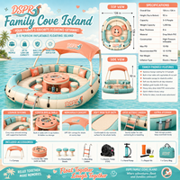 Bar flottant aquatique essentiel pour les vacances en bord de mer, île gonflable 3-5 places pour les loisirs aquatiques des clients d'hôtels côtiers