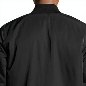 Chaqueta Bomber Negra para Hombre, Color Sólido, Poliéster, Estilo Casual Urbano, Cuello Mao, Corte Regular, Transpirable, Cierre de Cremallera, para Invierno - Product Image 4