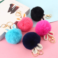 Porte-clés tendance avec oreilles de lapin et boule de fourrure, nouveau pendentif en peluche imitation fourrure de lapin, style dessin animé, pour célébrités d'Internet