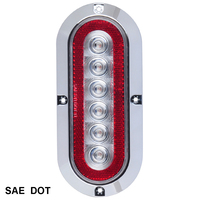 Feu arrière ovale LED de 6 pouces à montage en surface avec réflecteur, STOP/FEU ARRIÈRE/CLIGNOTANT, pour camion et remorque, conforme aux normes SAE/DOT/FMVSS108
