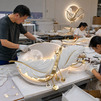 Vente en gros usine : Panneau mural lumineux LED en plumes, style luxe, pour projets professionnels, commande en gros, fournisseur fabricant