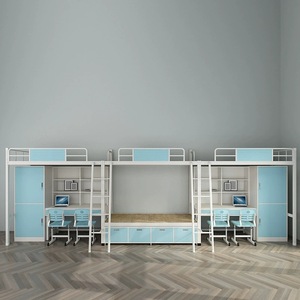 Moderno <span class=keywords><strong>letto</strong></span> a castello in metallo doppio acciaio con armadio per adulti scuola universitaria mobili per uso dormitorio Loft - Product Image 1