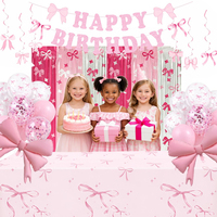 Ensemble de décorations d'anniversaire avec nœuds roses, 70 pièces, fournitures de fête, ensemble de ballons à nœuds pour la décoration de fête d'anniversaire, ensemble de ballons TikTok