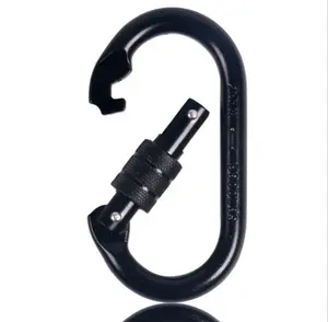 BT-244 Promotional OEM Colorful 22KN Hiking Steel High Quality Tension Cheap Locking Rock Carabiner With Screw Climbing Hook