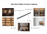 Perfil de Aluminio LED para Iluminación de Estantes de Armario, Perfiles de Aluminio Empotrados, Solución Delgada e Invisible para Gabinetes YB1018-33