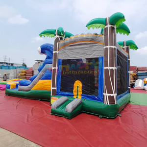 Outdoor kids party tropical themed commercial inflatable combo water slide with <b>bounce</b> house - Product Image 6
