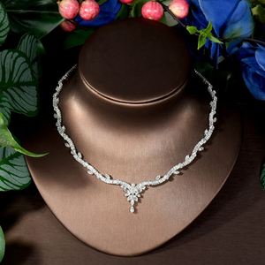 Femmes élégantes bijoux de mariage femmes africaines collier boucles d'oreilles ensembles zircon cubique mariée mariage fête bijoux S-28 - Product Image 4