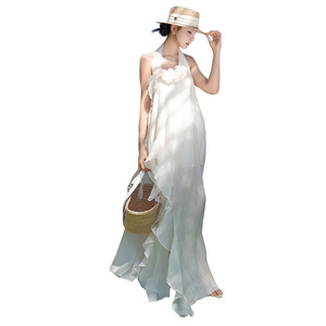Nouvelle <span class=keywords><strong>Robe</strong></span> d'été élégante à col halter, coupe ajustée, avec fleurs en relief, pour la <span class=keywords><strong>plage</strong></span> et les vacances, pour femmes - Product Image 5