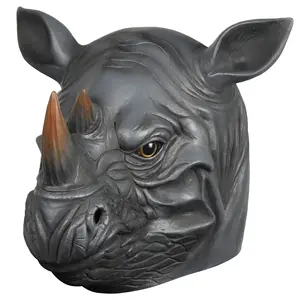 Cadılar bayramı rhino maskesi tam yüz hayvan maskesi yenilik ürpertici kafa kask lateks parti Cosplay yüz kapatma kostüm sahne