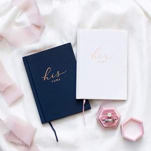 <strong>Personalised</strong> Premium Gold Foil <strong>Wedding</strong> Vow <strong>Books</strong> His and Hers Engagement Gifts for Bride Groom Leather Covered Print Notebook - Product Image 4