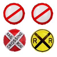 CYmylar 18 pouces Railroad Crossing Ballons en aluminium No Pass Traffic Sign Ballons Globos pour Traffic Train Party Decoration