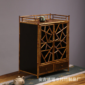 Estante de bambú Spring Deer para té, armario de almacenamiento de varias capas, estante de exhibición estilo Zen para juego de té y almacenamiento de vino - Product Image 2