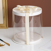 Boîte à gâteau ronde transparente, haute, à étages, avec couvercle blanc, en plastique recyclable, écologique, pour l'utilisation alimentaire, emballage de gâteaux, 50 pièces, personnalisable