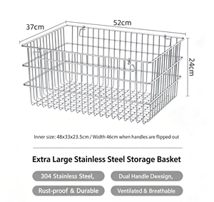 304 Stainless Steel <b>Storage</b> <b>Basket</b>, Kitchen <b>Storage</b> <b>Basket</b>, Household Miscellaneous <b>Storage</b> Box, Bathing <b>Basket</b>, <b>Storage</b> Gadget - Product Image 6