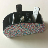 Support de télécommande en strass multi-emplacements, organiseur de bureau brillant pour télécommandes, téléphones et petits accessoires