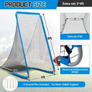 Filet <span class=keywords><strong>de</strong></span> pratique <span class=keywords><strong>de</strong></span> football en acier thermolaqué avec poche extra profonde et sac <span class=keywords><strong>de</strong></span> transport pour le tir au pied et le lancement - Product Image 2