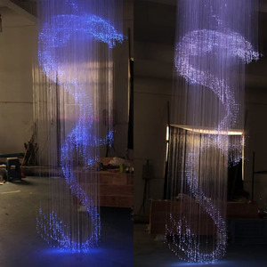 Lustre rond 3D à changement de couleur, dragon/<span class=keywords><strong>cheval</strong></span>, matériau en fibre optique PMMA, garantie 5 ans, lustre LED - Product Image 1