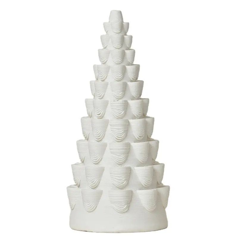 Matte white ceramic relief Christmas tree shaped vase, wax melting device, new style, personalized ornament