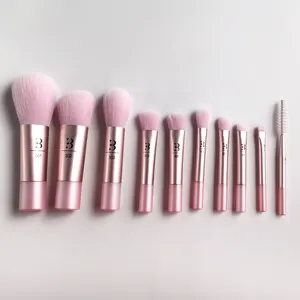 BEILI grosir produsen Kecantikan kuas makeup profesional kuas concealer sintetis datar kuas kosmetik mini merah muda set kuas