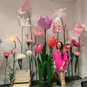 Set <span class=keywords><strong>di</strong></span> Rose in <span class=keywords><strong>carta</strong></span> su misura <span class=keywords><strong>papavero</strong></span> in Organza <span class=keywords><strong>di</strong></span> seta gigante per decorazioni nuziali Display floreale per interni - Product Image 4