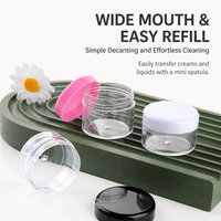 Pot de voyage mini vide en plastique PS transparent, écologique, 5g, 10g, 15g, pour baume à lèvres, crème contour des yeux, échantillon cosmétique, avec bouchons