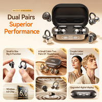 AOC Vente en gros Écouteurs sans fil TWS 2-en-1 6.0 à clip d'oreille, à oreille ouverte et intra-auriculaires, avec affichage numérique, OEM ODM