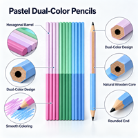 Pensil Kayu HB 7 Inci Dua Warna Ujung Berlapis FSC EN71 untuk Anak Sekolah Menulis Menggambar Paket Logo Kustom Pabrik OEM