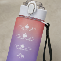 Gourde de sport d'été 750 ml grande capacité, couleur dégradée, avec paille, portable, en plastique, anti-fuite, incassable, design moderne