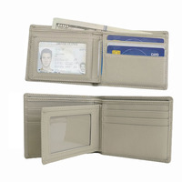 Dompet Kulit Asli Pria Minimalis Tipis OEM Custom, Banyak Slot, Anti RFID, Kantong Depan, Tempat Kartu & ID