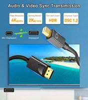 SYONG 4K Mini - Kablolu 4K60Hz, 1080p 2K144Hz Mini DP - DP Bilgisayar Monitörü Kablosu