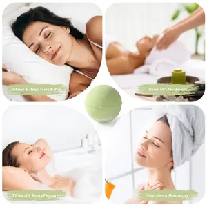 Fabricant Prix de vente compétitif 1 paquet de bombe de bain pétillante parfumée vert clair de forme ronde 60g bombe de bain en boule pour peau sèche