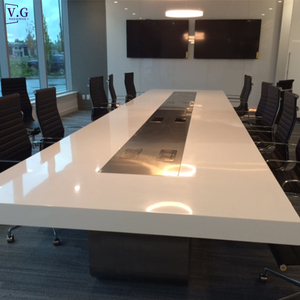 Table de réunion moderne blanche grande capacité (16 personnes) durable avec chaises pour bureaux et salles de réunion d'hôtels (OEM/ODM) - Product Image 1