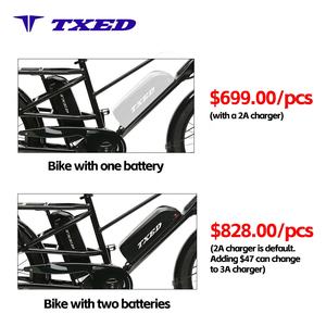 TXED Vélo <span class=keywords><strong>cargo</strong></span> 48V 15Ah à 7 vitesses avec frein à disque, double batterie, moteur Frame-250W en acier, vélo électrique de ville - Product Image 2