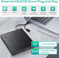 Lecteur optique externe Connexion graveur de CD/DVD Lecteur de disque DVD domestique avec carte TF/SD et USB 3.0 Mirco USB Port HUB