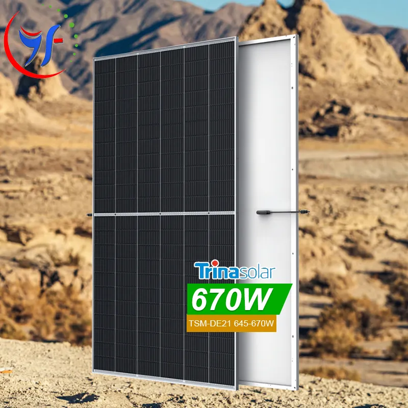 Trina solar 650w 655w 660w 665w 670w Trina TSM-DE21 Solar Energy Panel Half-cut Solar Panel Price Wafer Size 210*210