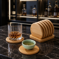 Sous-verres en bambou personnalisés en gros, design classique, bords arrondis, respectueux de l'environnement, pour table