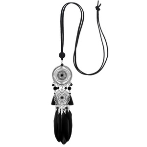 Feather Tassel <b>Statement</b> <b>Necklace</b> Alloy Tibetan Silver Women's Long Pendant Boho Fashion Jewelry - Product Image 5