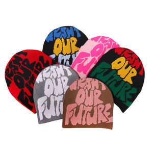 Berretto con Logo personalizzato con lettere colorate <span class=keywords><strong>tipografia</strong></span> Y2K con stampa Beanie per uomo donna stile invernale stile acrilico a forma di cupola cappelli invernali - Product Image 2