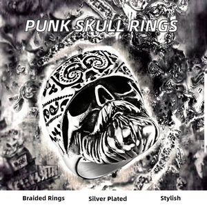 Vintage gotik Punk kafatası kovboy yüzük erkekler için büyük ağır paslanmaz çelik kakma Trendy düğün hediye erkekler için Boys için motosiklet - Product Image 2