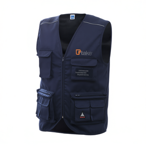 เสื้อกั๊กทำงานหลายกระเป๋าสำหรับฤดูร้อน ไซส์ 3XL สีน้ำเงิน - Product Image 2