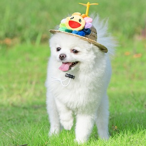 Sombrero de paja popular para perros, estilo primaveral, sombrero de libélula de bambú, sombrero para el sol para gatos, accesorio lindo para fotos de perros medianos y grandes. - Product Image 1